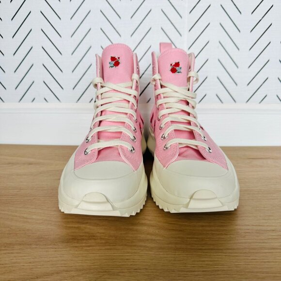 Rare Converse Run Star Hike Hi 11 Women Shoes Pink Red Roses Embroidered A05192C - Picture 6 of 12
